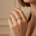 Solid Gold Ring – Ribbed Texture Modern – 14ct Gold