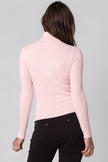 Pink Roll Neck Ribbed Jumper