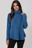Dark Denim Roll Neck Soft Knit Jumper