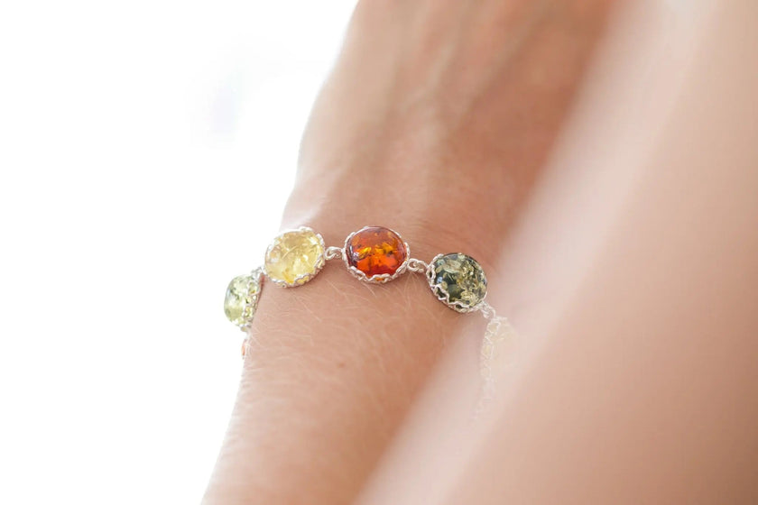 Bracciale di ambra a caramella rotonda