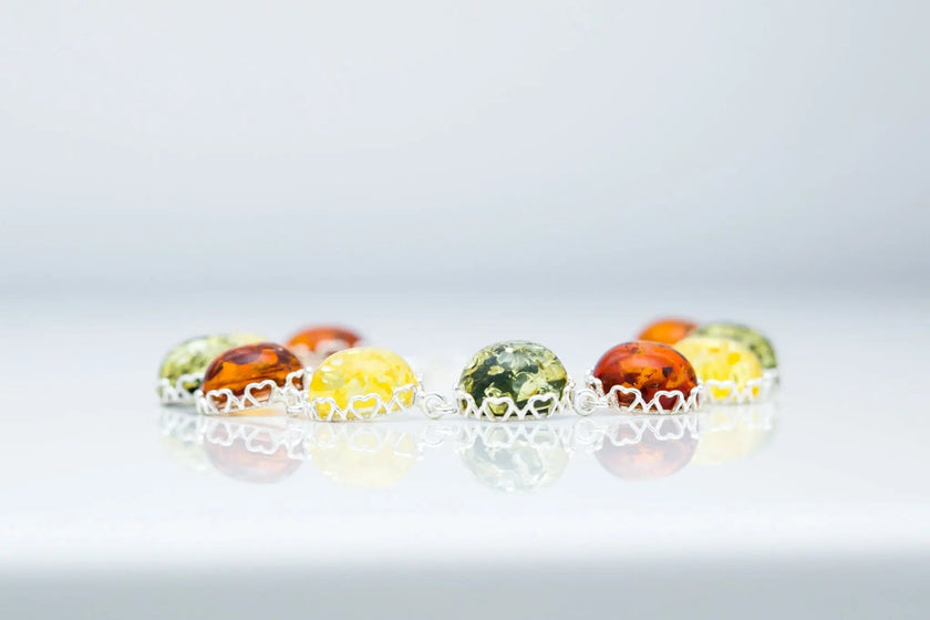 Bracciale di ambra a caramella rotonda