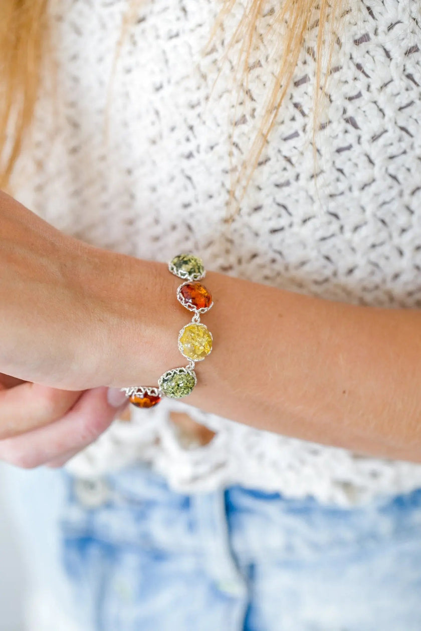 Bracciale di ambra a caramella rotonda
