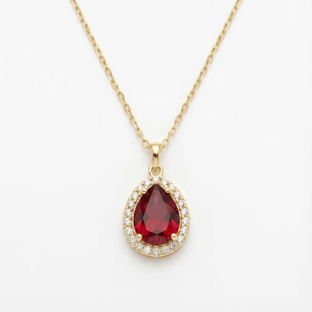 14K Gold Ruby Necklace – Ruby Glow Teardrop | Majestic Jewellery