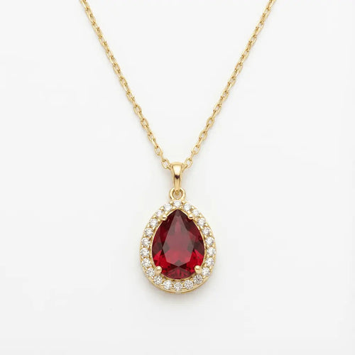 14K Gold Rubinkette – Ruby Glow Teardrop | Majestic Jewellery