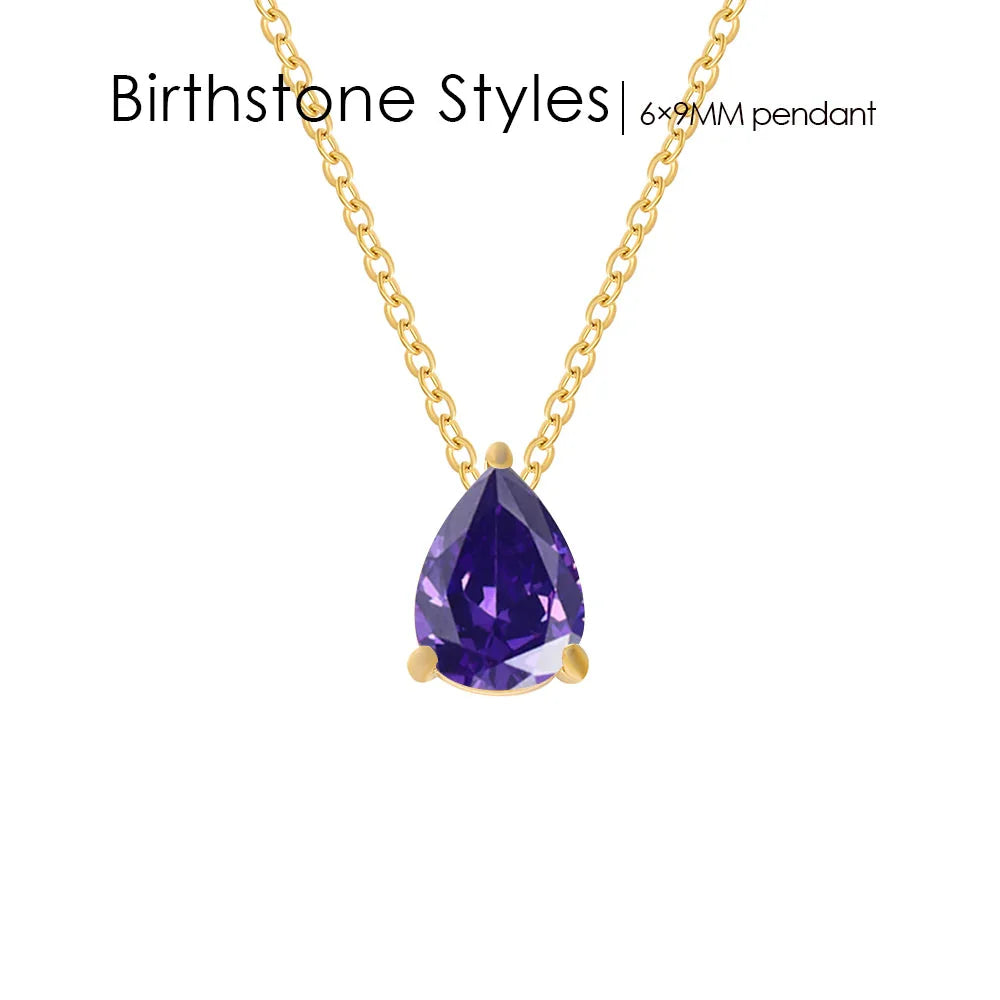 Teardrop Birthstone Necklace