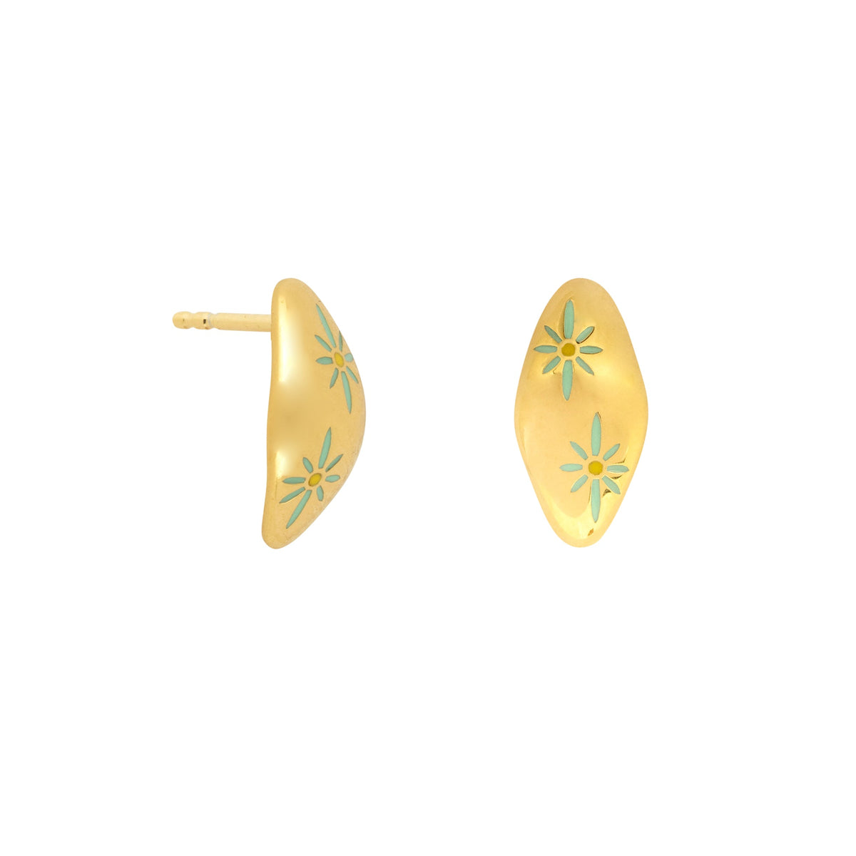 Clous d'oreilles fleur en émail doré