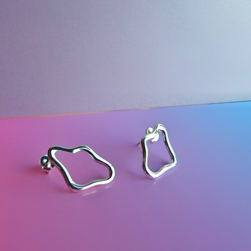 Silver Squiggle Studs