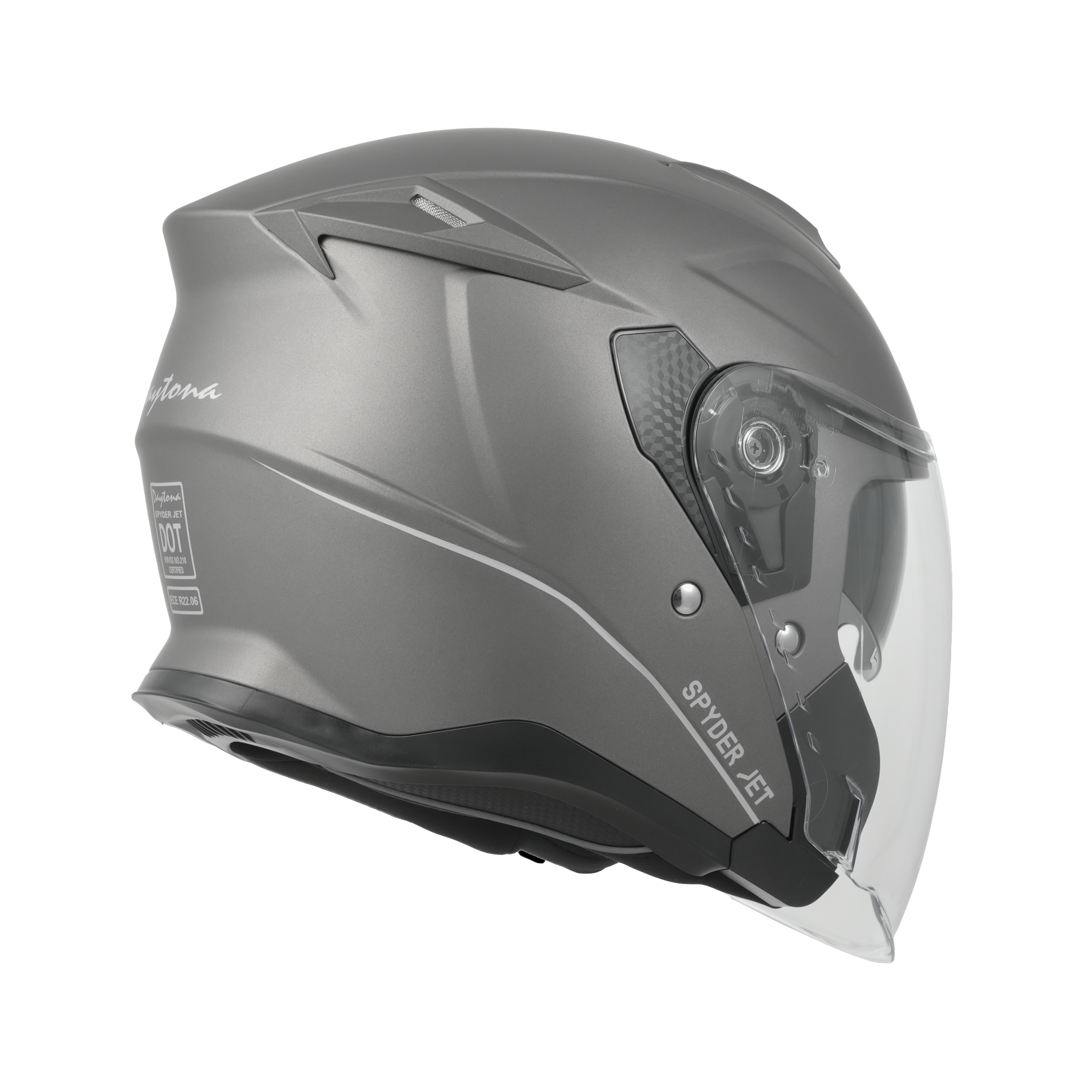 D.O.T. & ECE Daytona Spyder Jet- Gun Metal Grey Dull Metallic