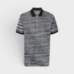 Striped Contrast Collar Polo Shirt Space Dyed Black White