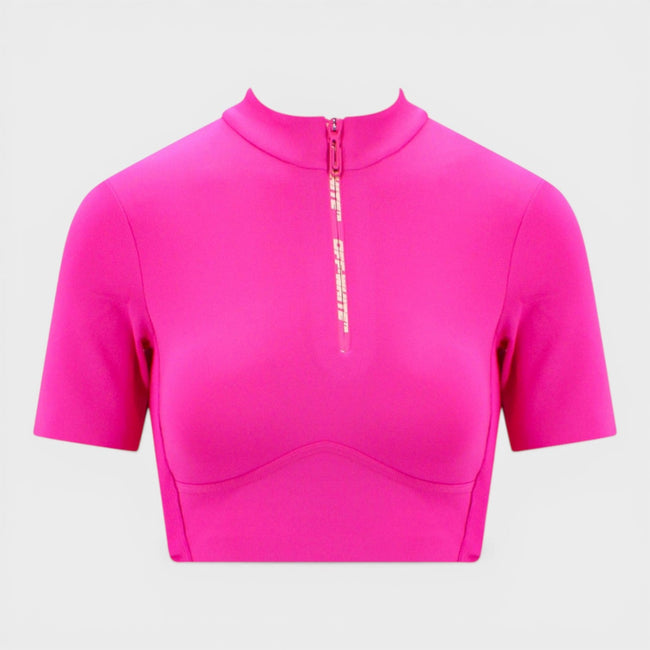 Zip Logo Crop Tee Fuchsia