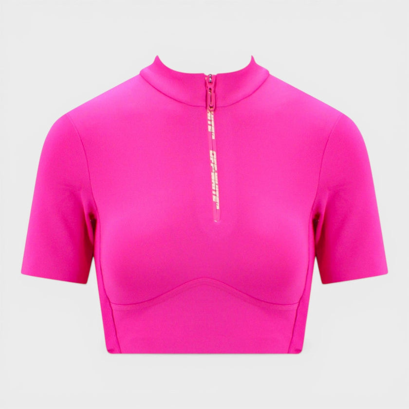 Zip Logo Crop Tee Fuchsia