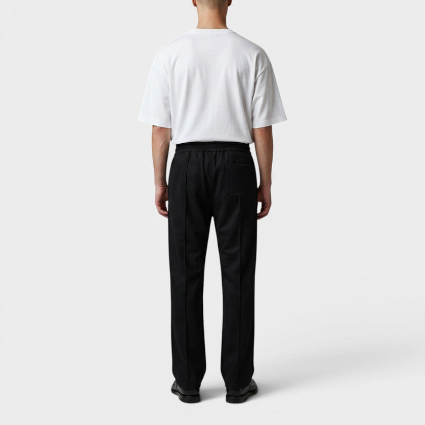 Casa Elements Embroidered Satin Tape Sweatpant Black