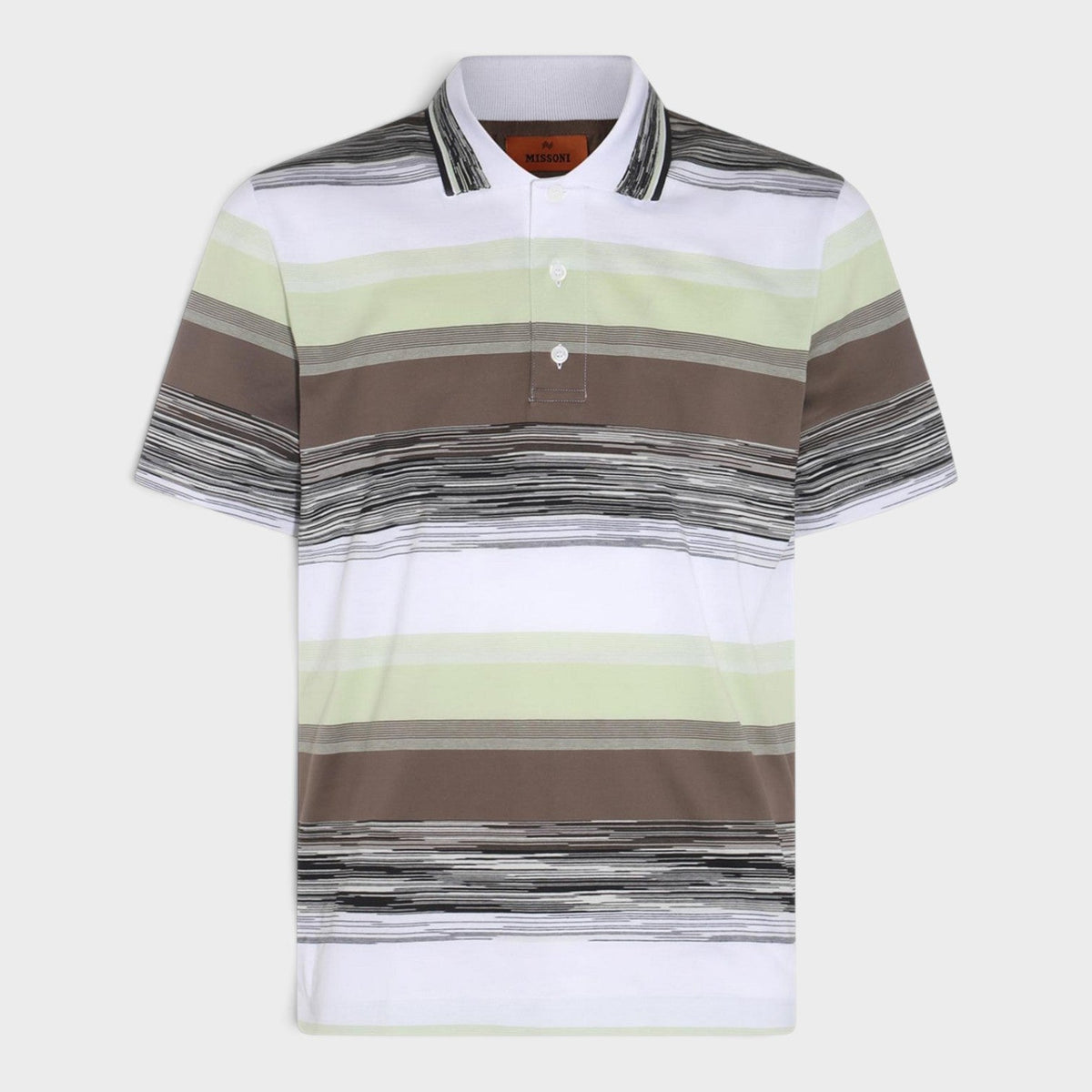 Slub Motif Printed Polo Shirt Dark Green