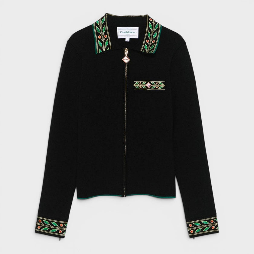 Embroidered Laurel Jacket Black