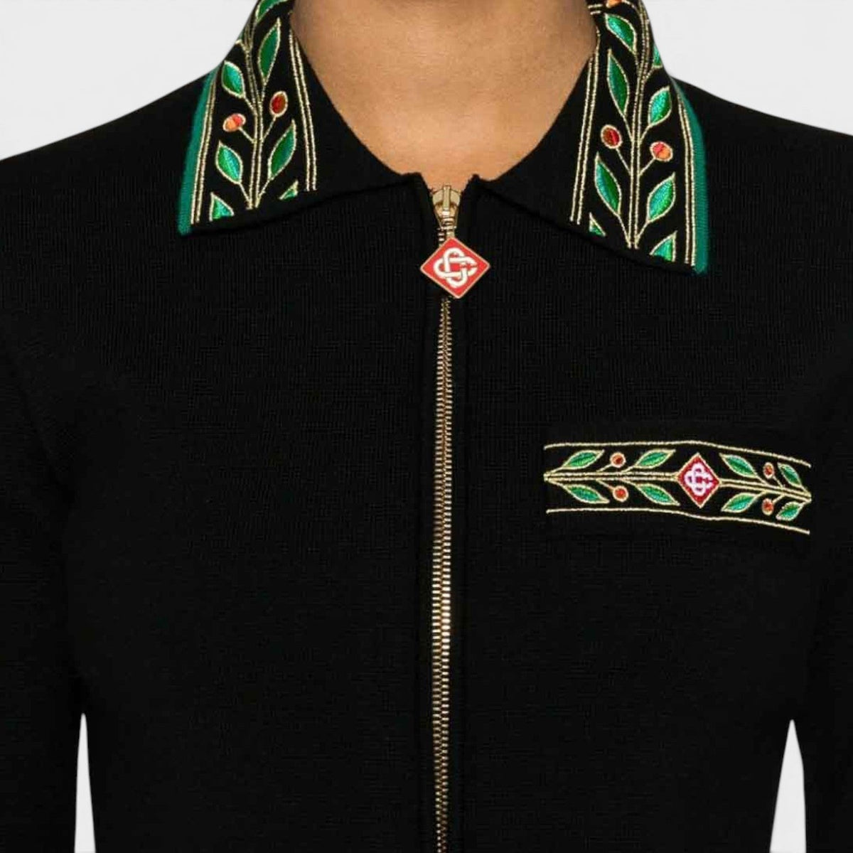 Embroidered Laurel Jacket Black