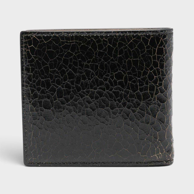 Logo Bi-fold Wallet Crackled Leather Black
