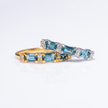 Bague éternité en topaze bleue de Londres taille émeraude en argent sterling