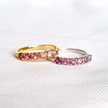 Anillo de eternidad de turmalina rosa ombré en plata de ley