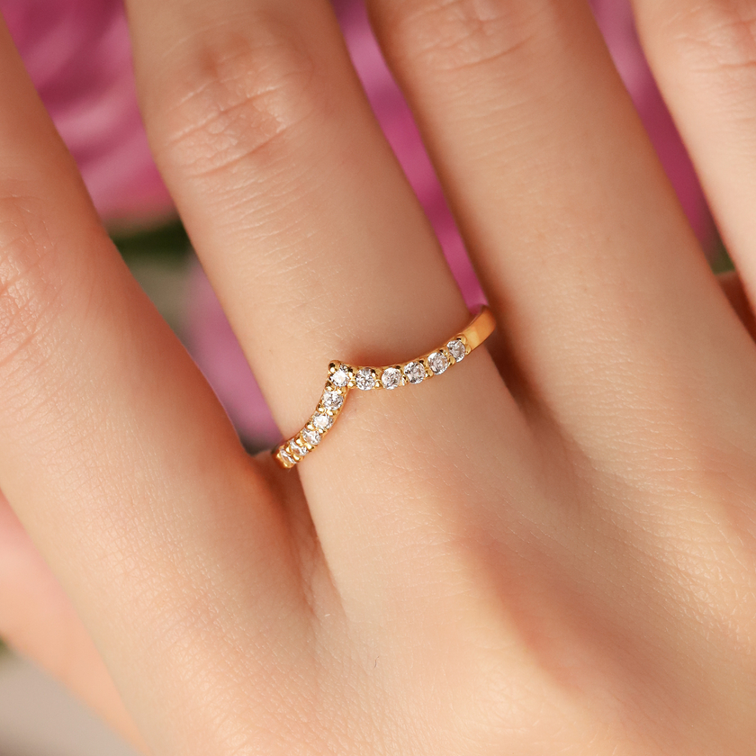 Anillo de eternidad curvado Wishbone en vermeil de oro de 18k
