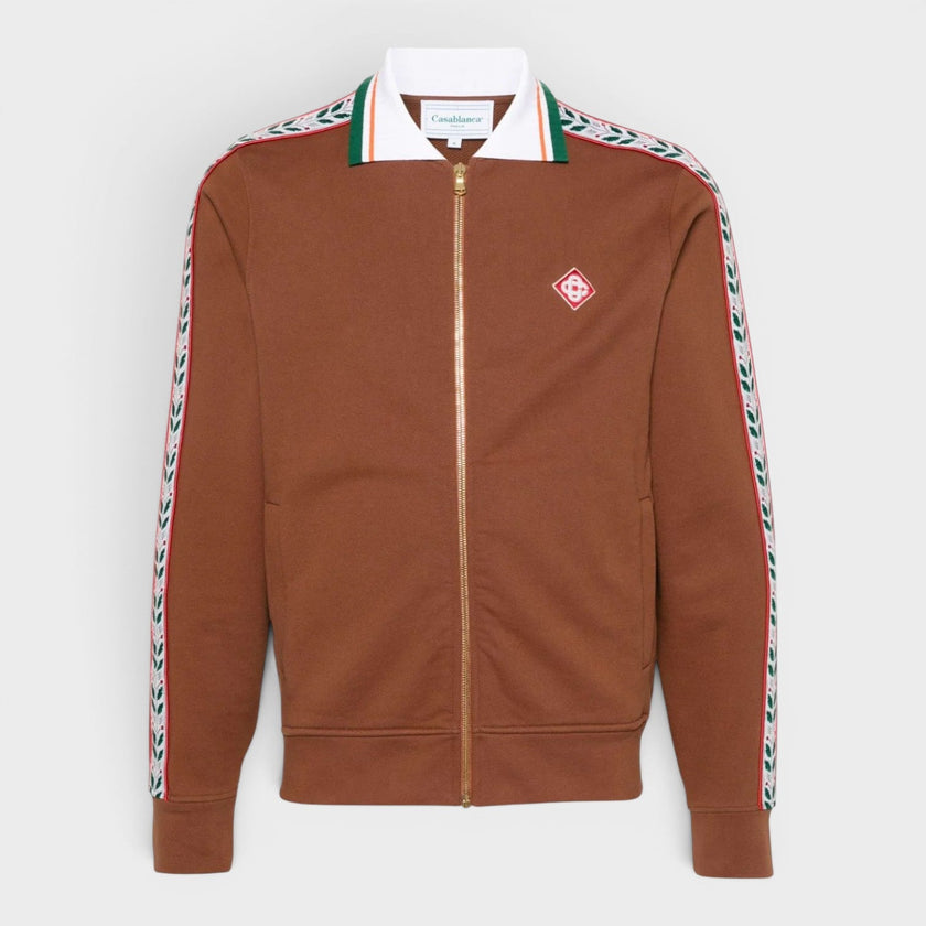 Motosport Laurel Tape Zip Through Sweatshirt Brown