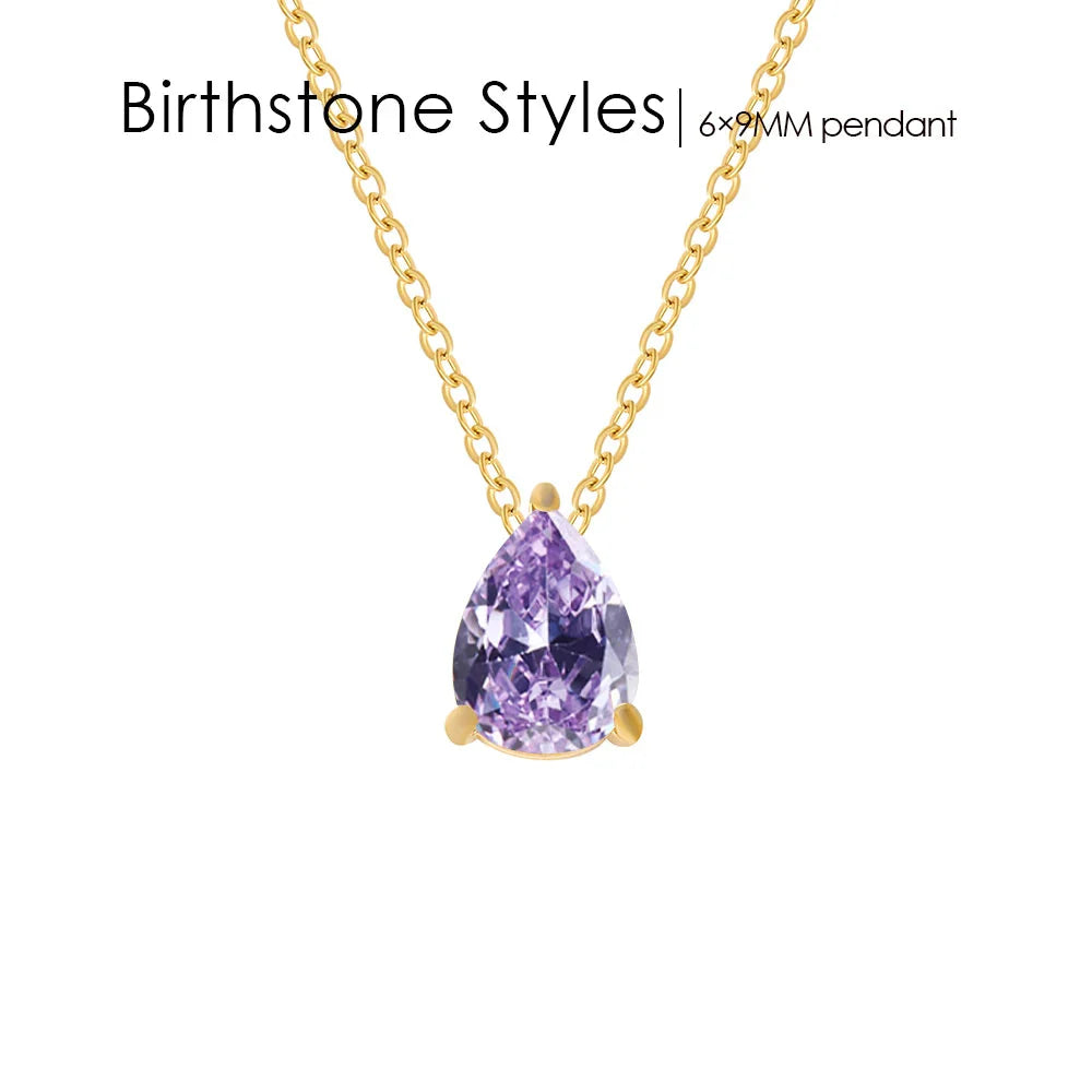 Teardrop Birthstone Necklace