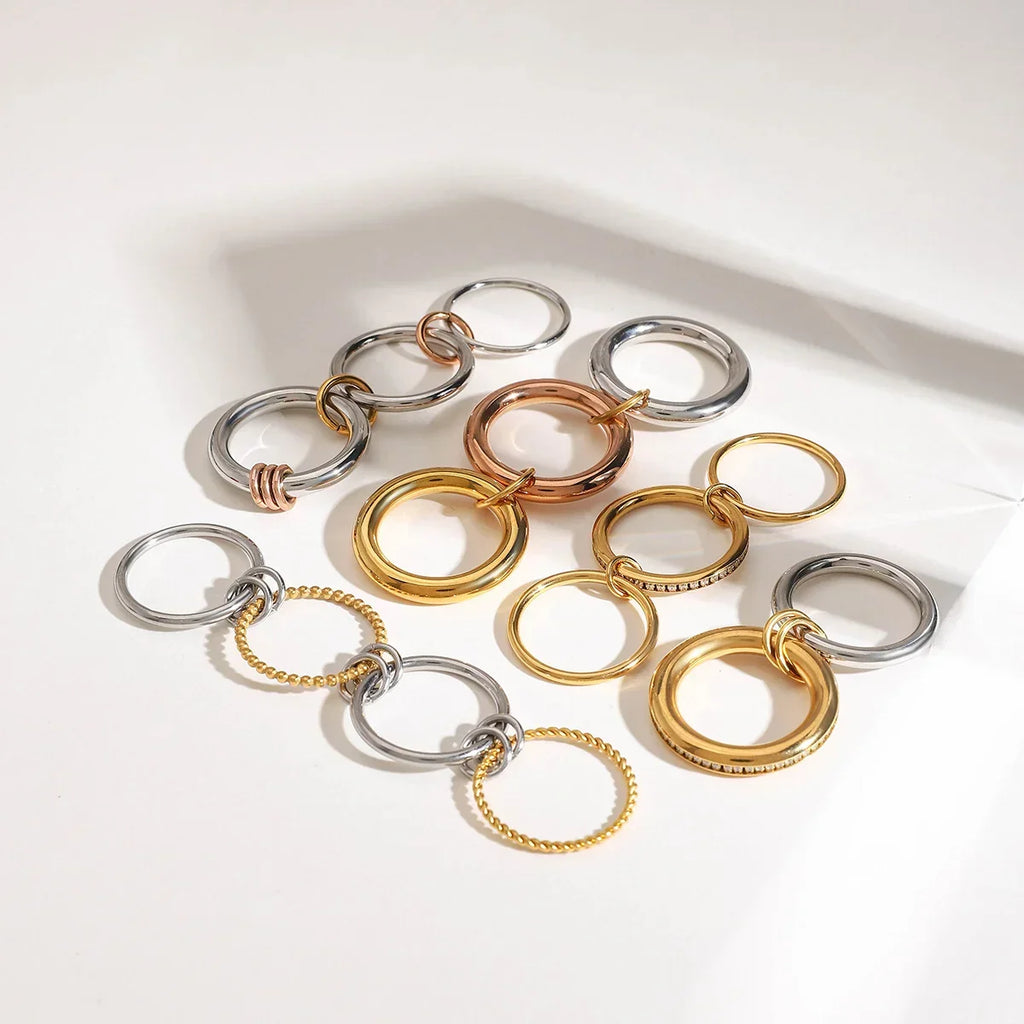 18K Elegant Gold Stacked Rings