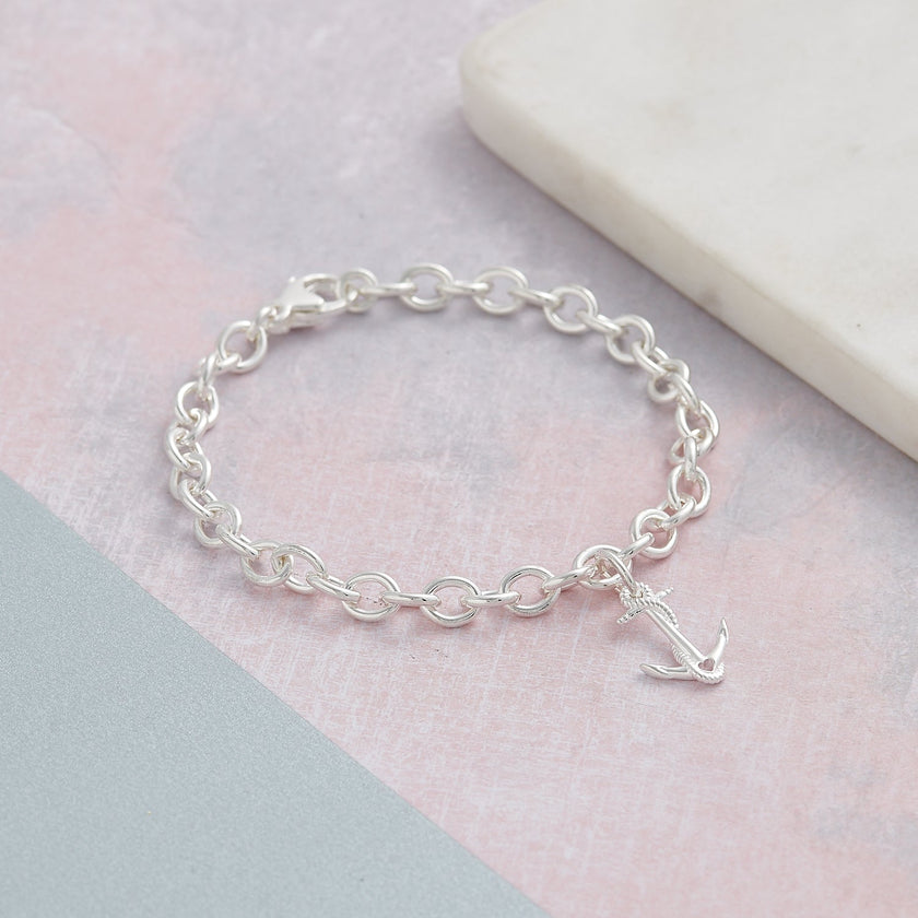 Anchor Silver Charm Bracelet