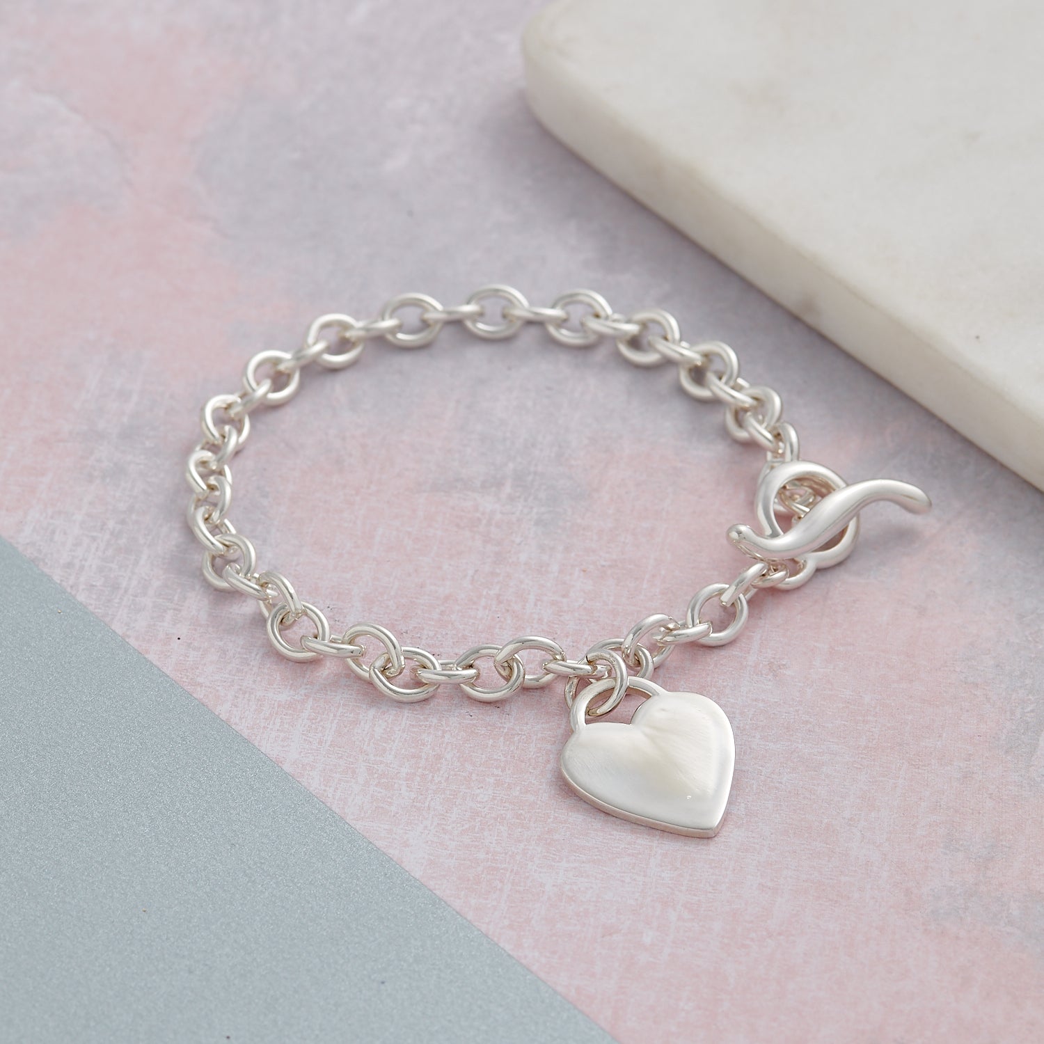 Personalised Heart Silver Charm Bracelet