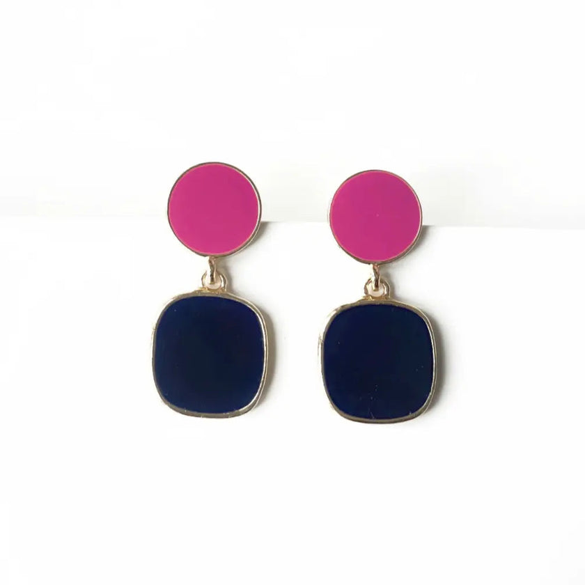 Pendientes Colgantes de Esmalte Azul Marino Madison