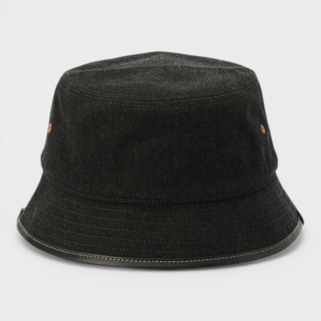 Embroidered Denim Bucket Hat Black