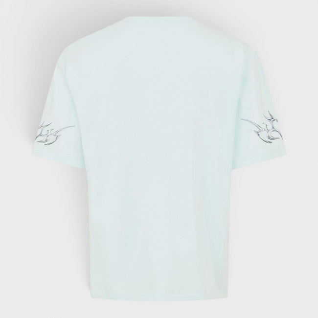 Blades Printed Oversized T-Shirt Lyseblå