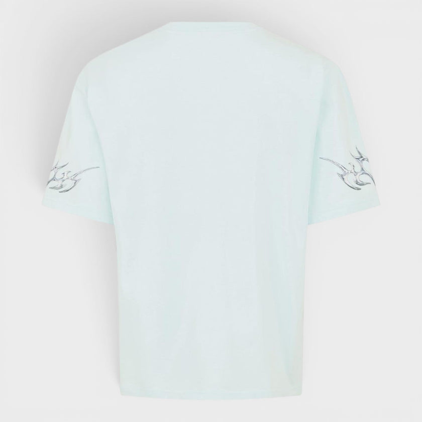 Blades Printed Oversized T-Shirt Pale Blue