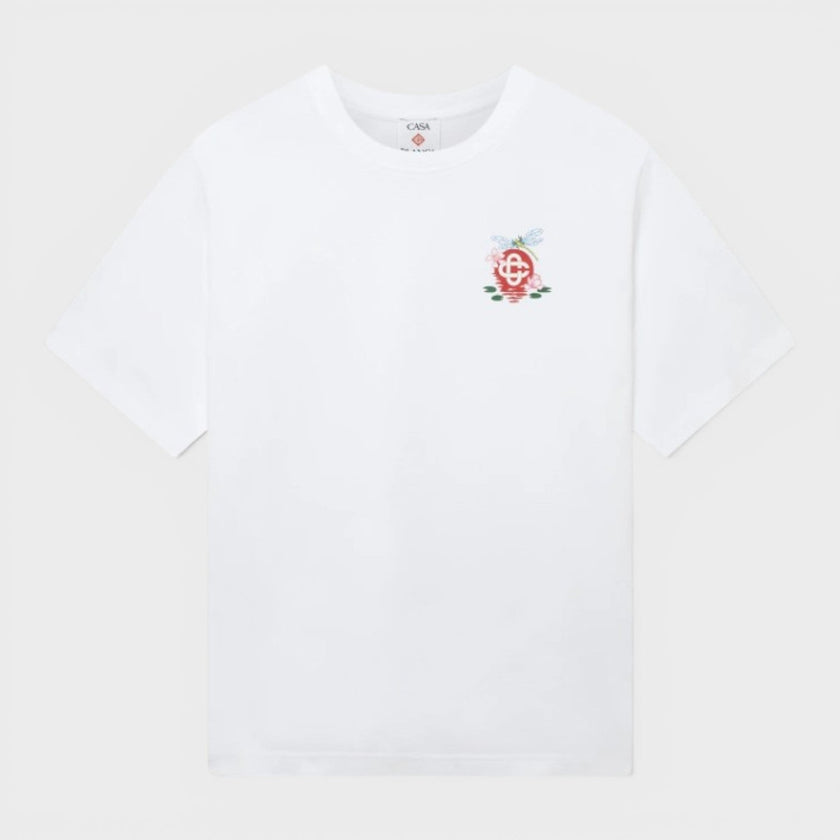 Dragonfly Floral Printed Oversized T-Shirt White