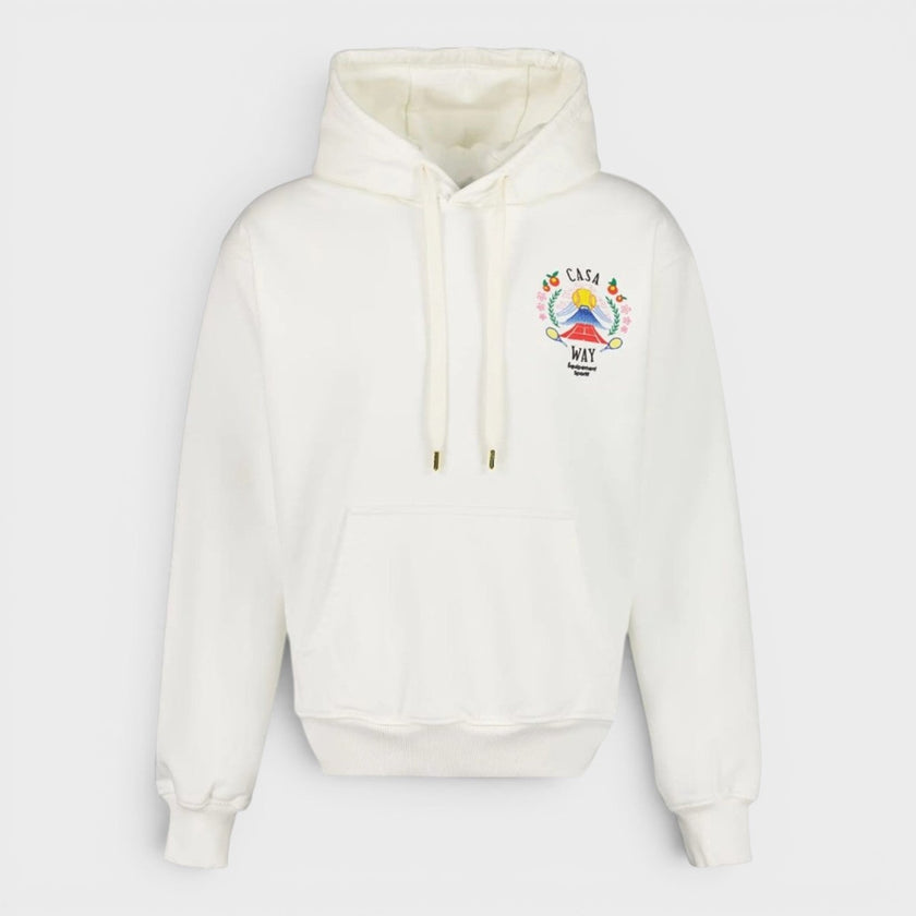 Casa Way Mountain Printed Hoodie Off White