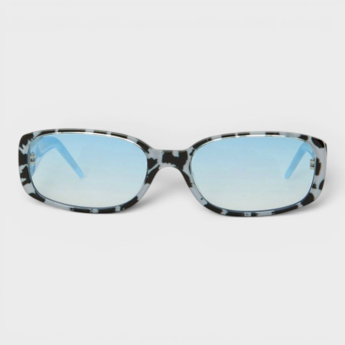 Oval Stripe Acetate Sunglasses White Leopard Blue