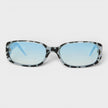 Oval Stripe Acetate Sunglasses White Leopard Blue