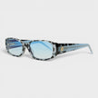 Oval Stripe Acetate Sunglasses White Leopard Blue
