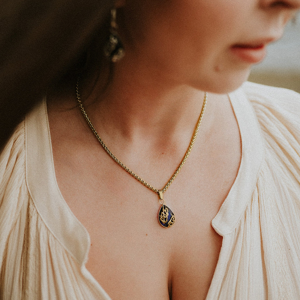 Siren’s Sorrow Teardrop Gold Necklace