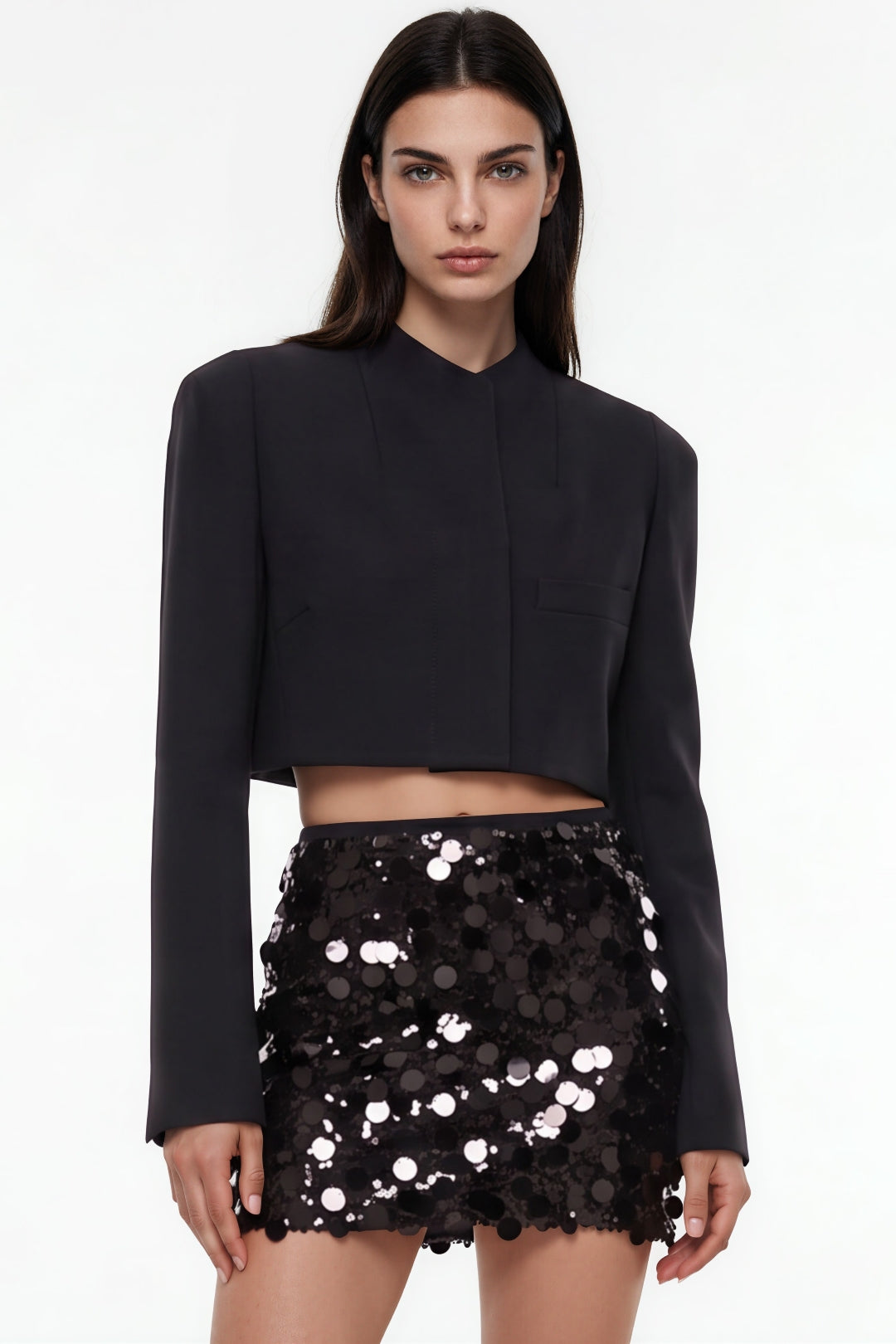 Black Sequin Mini Skirt