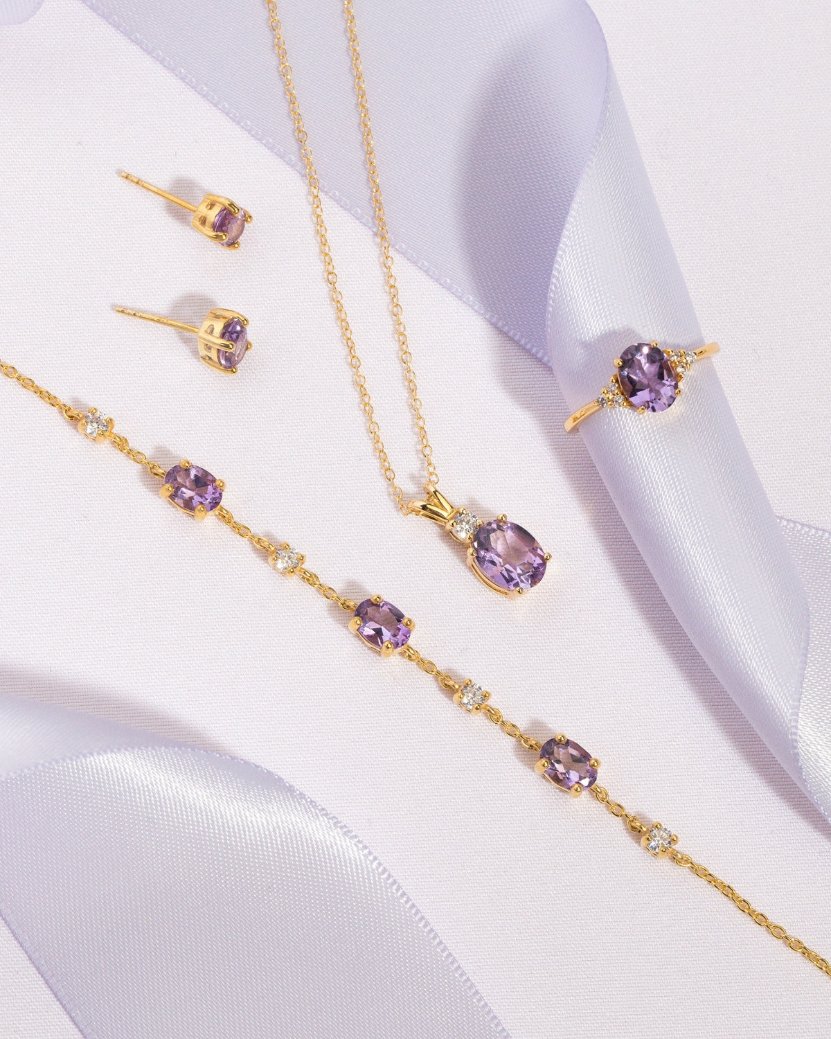 Set di gioielli Essential con ametista in oro vermeil 18k