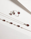 Garnet Bracelet and Earrings Set in Sterling Silver
