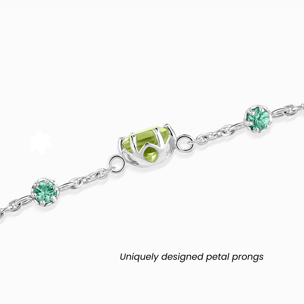 Sieradenset met smaragd en peridot in sterling zilver
