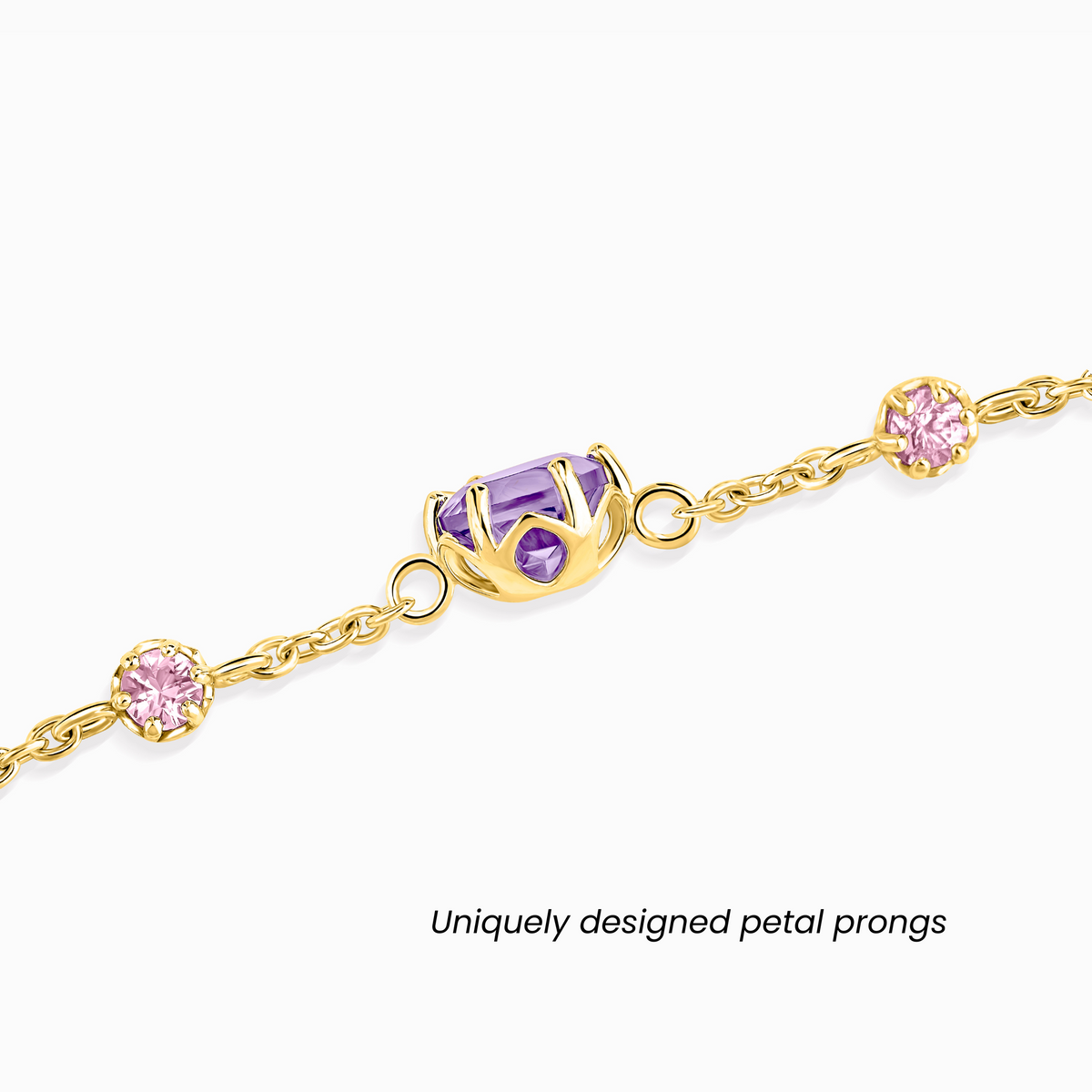 Pink Sapphire & Amethyst Bracelet in 18k Gold Vermeil