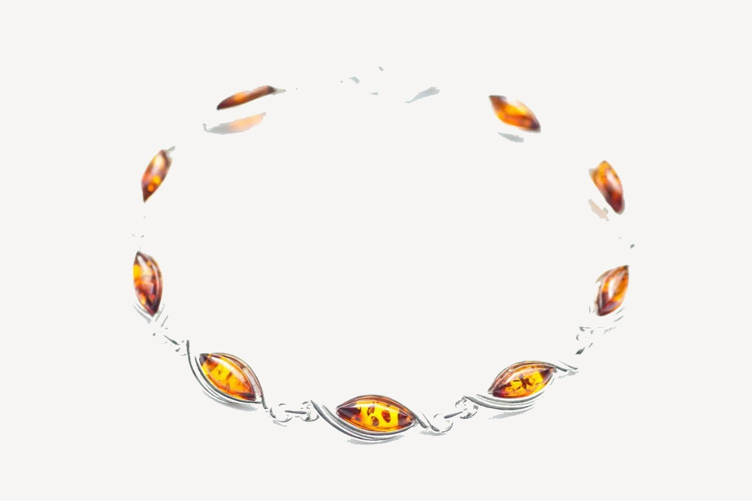 Silver Wave Amber Link Bracelet