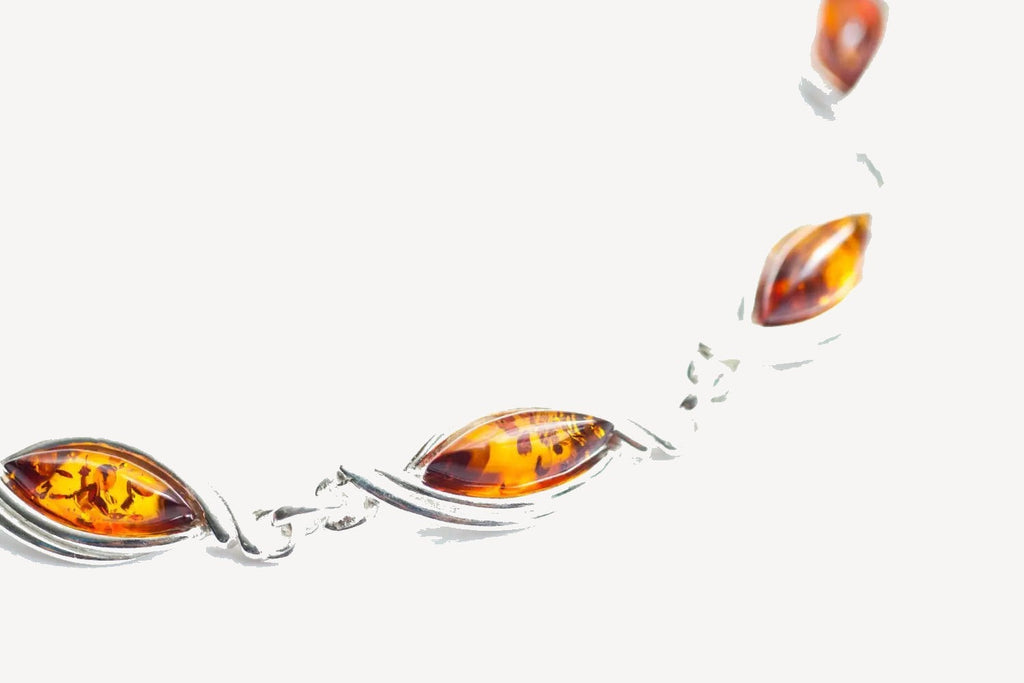 Silver Wave Amber Link Bracelet