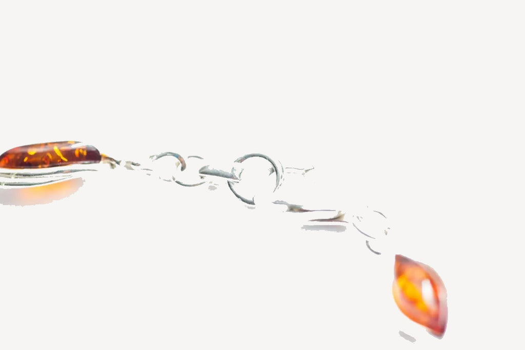 Silver Wave Amber Link Bracelet