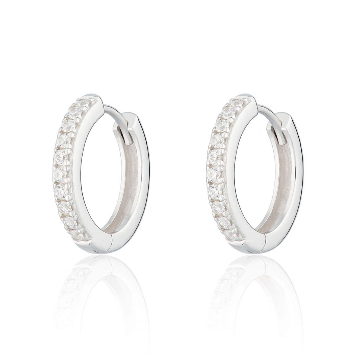 Large Huggie Earrings with Clear Stones