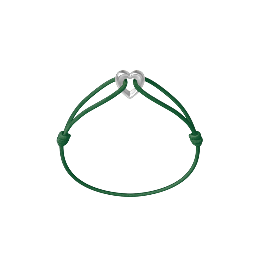Silver Heart Cord Bracelet