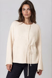 Beige Knitted Side‑Tie Cardigan