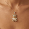 Gold Pendant – Teddy with Sparkling Stones Luxury Charm in a Playful Design | Gold | Majestic Jewellery